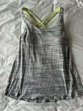 lululemon Gray Striped Tank with Lime Green Strappy Back. Free to be wild tank